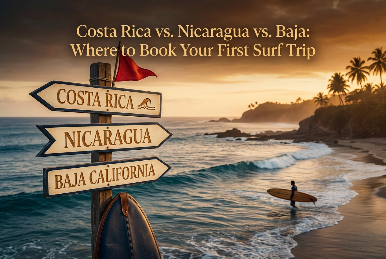 Costa Rica vs. Nicaragua vs. Baja: Where to Book Your First Surf Trip Professional header image for comparison analysis: Costa Rica vs. Nicaragua vs. Baja: Where to Book Your Fir...